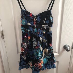 Free People black floral pinup flounce dress